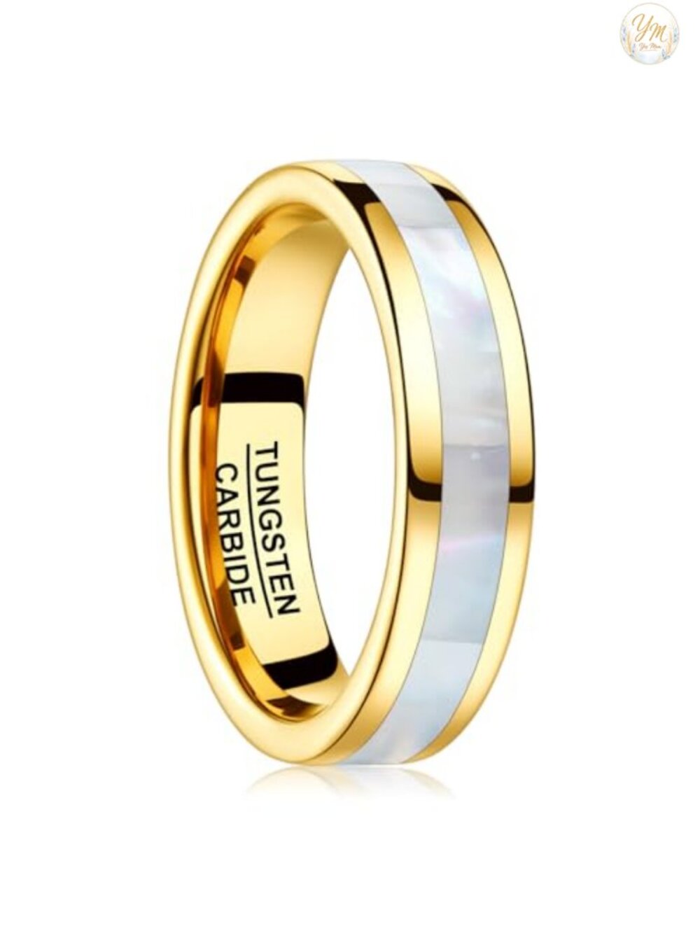 Tungsten Wedding Band Mother of Pearl Inlay 6mm Ring Size 10